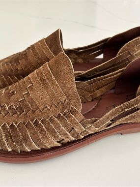 Woven Suede Moccasin Flats in Brown - Women's Slip-On